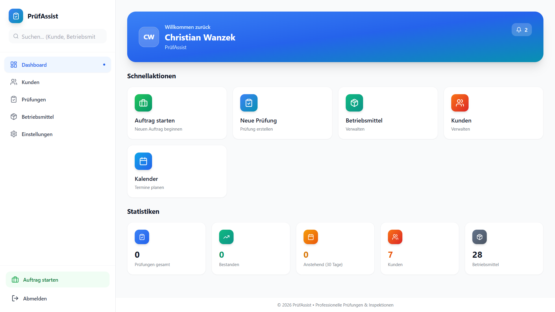 PrüfAssist App Desktop Ansicht